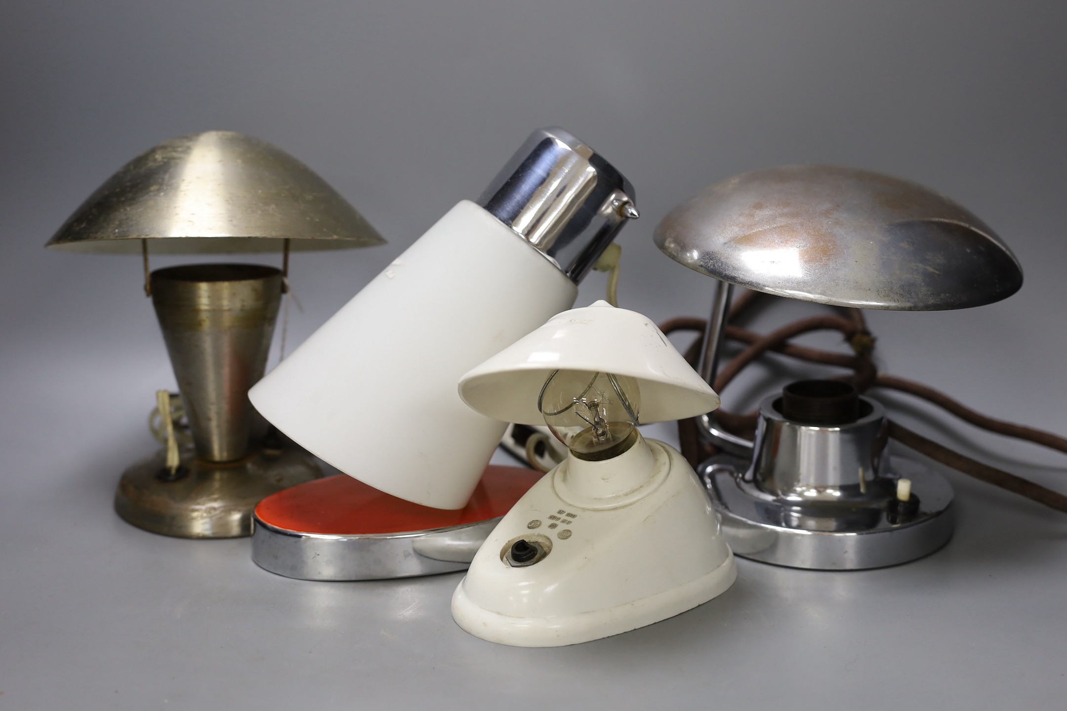 Four Czechoslovakian desk lamps, including Drupol - tallest 20cm